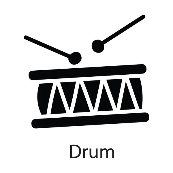 ドラムベクター固体アイコンデザインイラスト ホワイトバックグラウンドのエンターテインメントシンボル Eps 10ファイル — ストックベクタ