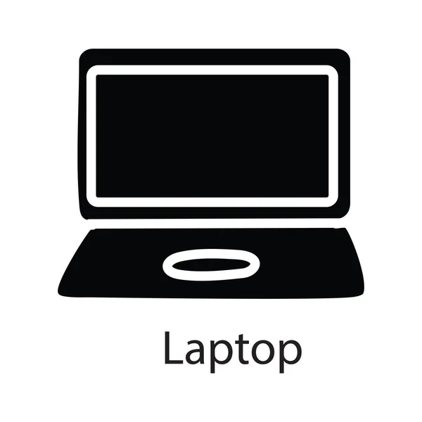 Laptop Vector Solide Pictogram Ontwerp Illustratie Entertainment Symbool Witte Achtergrond — Stockvector