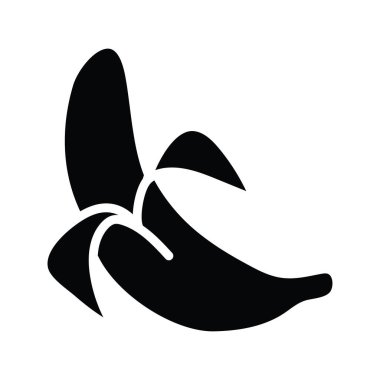 Muz vektörü katı Simge Tasarımı çizimi. Beyaz arkaplan EPS 10 Dosyasında Yiyecek ve İçecekler Sembolü