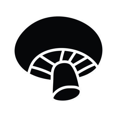 Mantar vektörü katı Simge Tasarımı çizimi. Beyaz arkaplan EPS 10 Dosyasında Yiyecek ve İçecekler Sembolü