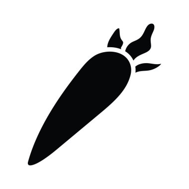 Havuç vektörü katı Simge Tasarımı çizimi. Beyaz arkaplan EPS 10 Dosyasında Yiyecek ve İçecekler Sembolü