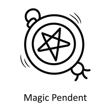 Sihirli Pendent Vektör Tasarım Tasarımı. Beyaz arkaplan EPS 10 Dosyasında Ortaçağ Sembolü
