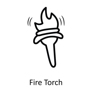 Ateş Meşalesi Vektörü Tasarım tasarımı tasarımı. Beyaz arkaplan EPS 10 Dosyasında Ortaçağ Sembolü