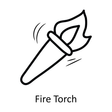 Ateş Meşalesi Vektörü Tasarım tasarımı tasarımı. Beyaz arkaplan EPS 10 Dosyasında Ortaçağ Sembolü