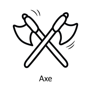 Axe Vektör Tasarım Tasarımı Çizimi. Beyaz arkaplan EPS 10 Dosyasında Ortaçağ Sembolü