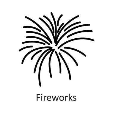 Havai fişek vektör anahatları Simge Tasarım illüstrasyonu. Beyaz arkaplan EPS 10 Dosyasında Yeni Yıl Sembolü