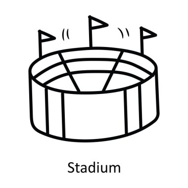 Stadyum vektör ana hatları Simge Tasarımı illüstrasyonu. Beyaz arkaplan EPS 10 Dosyası üzerine Olimpiyat Sembolü