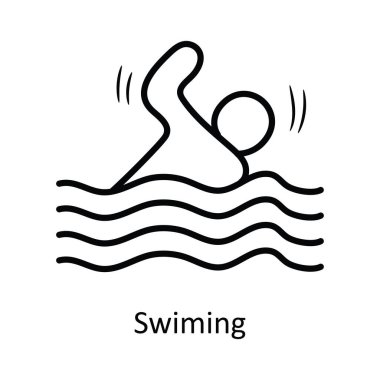 Yüzme vektör anahatları Simge Tasarımı illüstrasyonu. Beyaz arkaplan EPS 10 Dosyası üzerine Olimpiyat Sembolü