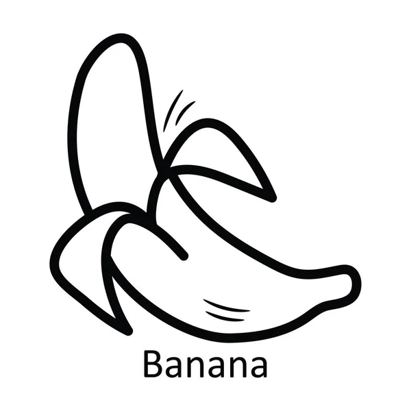 Bananvektor Skissera Ikonen Design Illustration Mat Och Dryck Symbol Vit — Stock vektor