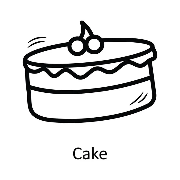 Cake Vector Outline Icon Design Illustration Food Drinks Symbol White — Stock Vector