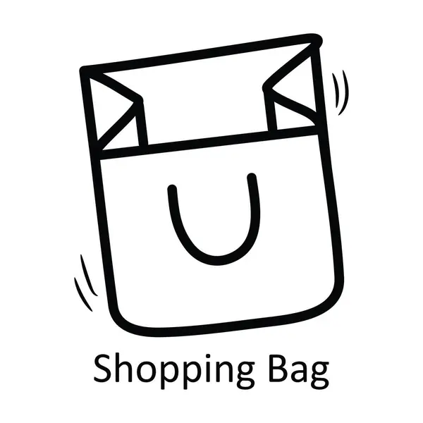 ショッピングバッグベクターアウトラインアイコンデザインイラスト ホワイトバックグラウンドの食べ物と飲み物のシンボル Eps 10ファイル — ストックベクタ