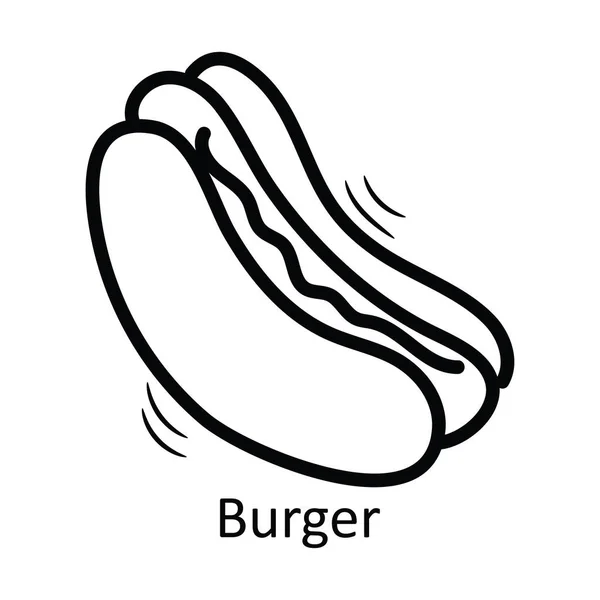 Burger Διάνυσμα Περίγραμμα Εικονίδιο Σχεδιασμός Εικονογράφηση Σύμβολο Τροφίμων Και Ποτών — Διανυσματικό Αρχείο