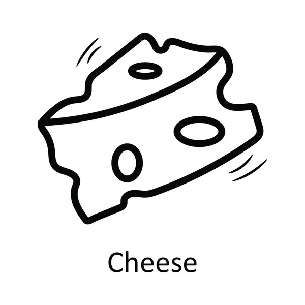 Vektor Keju Garis Besar Icon Desain Ilustrasi Simbol Makanan Dan - Stok Vektor