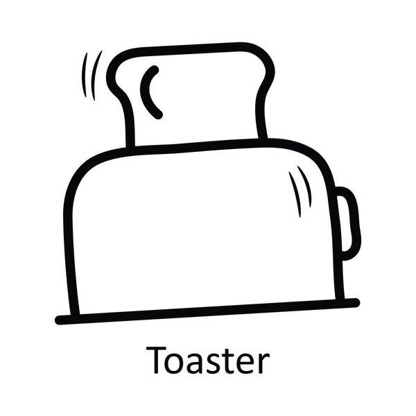 Toaster Vector Outline Icon Design Illustration Inglês Comida Bebidas Símbolo — Vetor de Stock