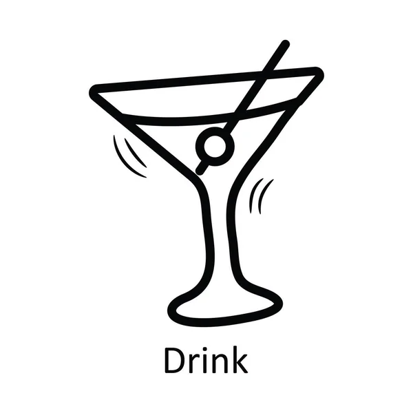 Nápojový Vektorový Obrys Ikona Design Ilustrace Food Drinks Symbol Bílém — Stockový vektor