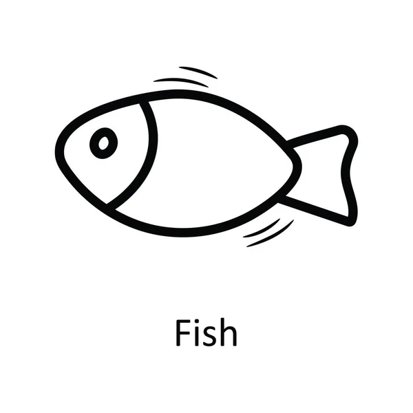 Gambaran Desain Ikon Vektor Ikan Simbol Makanan Dan Minuman Pada - Stok Vektor