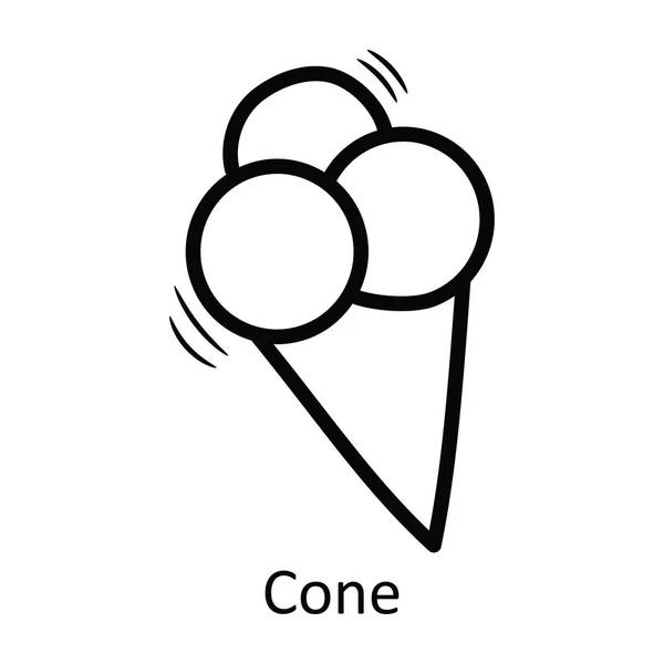 Desenho Vetor Cone Icon Design Illustration Comida Bebidas Símbolo Fundo —  Vetores de Stock