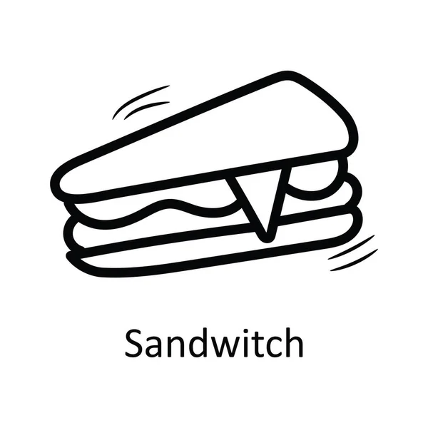 Sandwich Vektorumriss Icon Design Illustration Symbol Für Speisen Und Getränke — Stockvektor