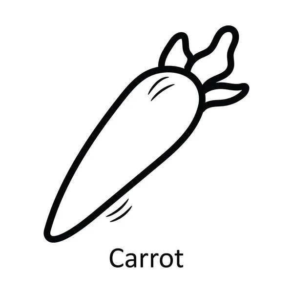 Морковный Вектор Контур Иконка Дизайн Иллюстрации Символ Еды Напитков Белом — стоковый вектор