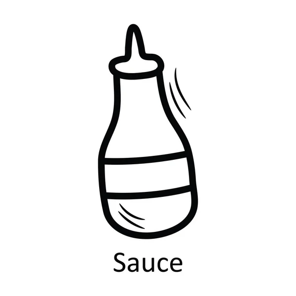 Salsa Esquema Vectorial Icono Diseño Ilustración Comida Bebidas Símbolo Sobre — Vector de stock