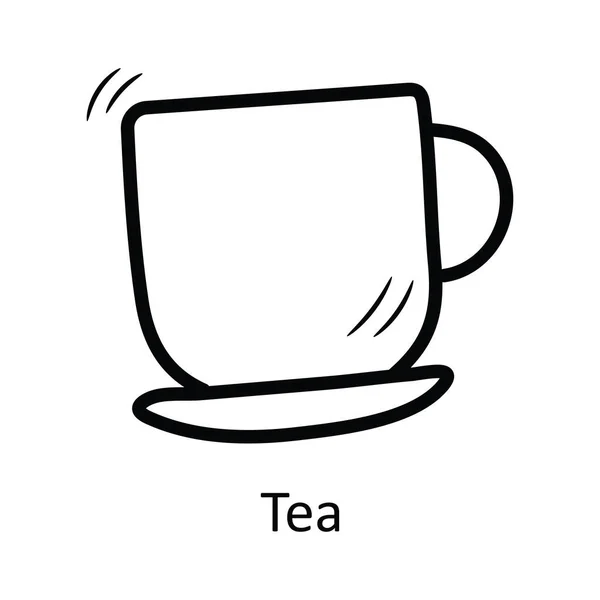 Чай Векторний Контур Іконка Дизайн Ілюстрація Символ Їжі Напоїв Білому — стоковий вектор