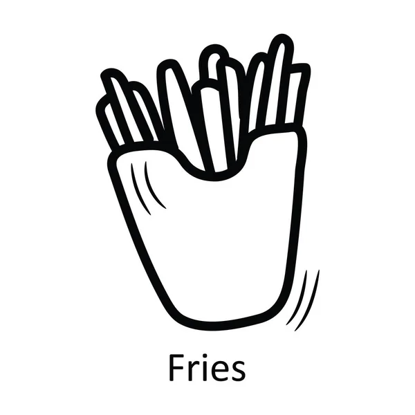 Fries Vector Outline Icon Design Illustration Comida Bebidas Símbolo Fundo — Vetor de Stock