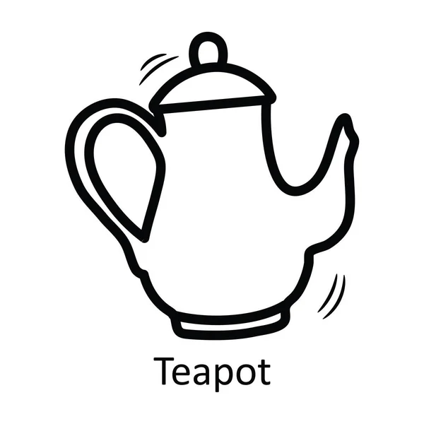 Teekannen Vektorumriss Icon Design Illustration Symbol Für Speisen Und Getränke — Stockvektor