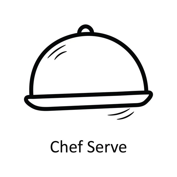 Chef Servir Schéma Vectoriel Icône Design Illustration Symbole Des Aliments — Image vectorielle