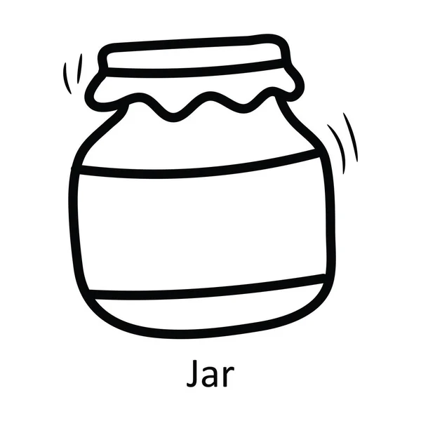 Jar Vector Outline Icona Design Illustrazione Simbolo Cibo Bevande Sfondo — Vettoriale Stock
