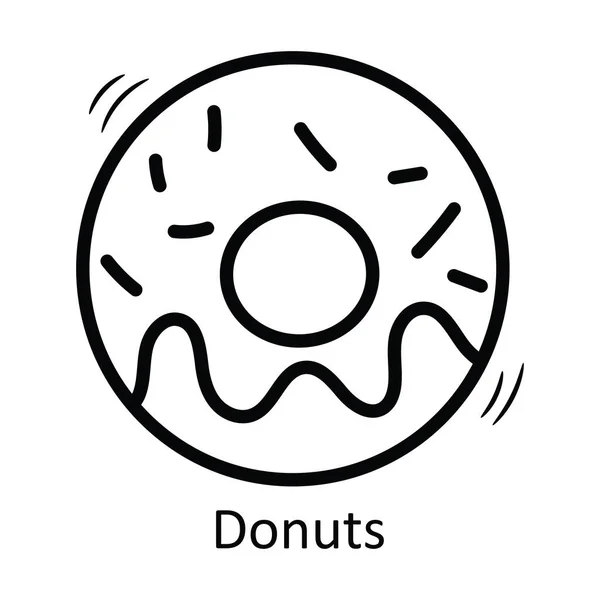 Donuts Vector Outline Icon Design Illustration Comida Bebidas Símbolo Fundo — Vetor de Stock