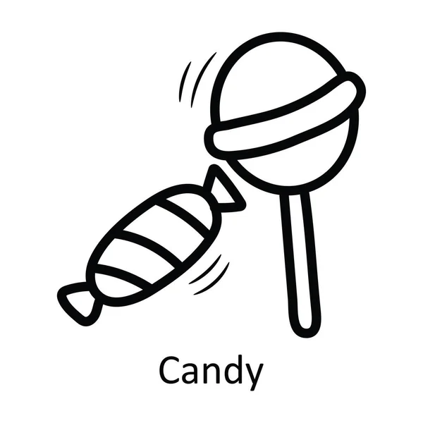 Süßigkeiten Vektor Umreißen Icon Design Illustration Symbol Für Speisen Und — Stockvektor