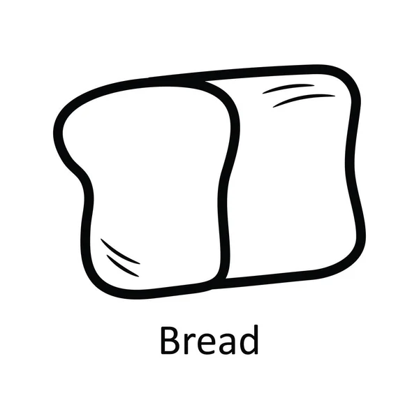 Ekmek Vektörü Ana Hatları Simge Tasarımı Illüstrasyonu Beyaz Arkaplan Eps — Stok Vektör