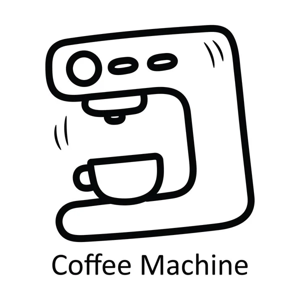 Coffee Machine Vector Outline Icon Design Illustration Food Drinks Symbol — Stock Vector