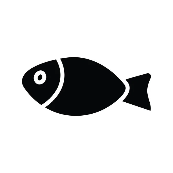 Ilustrasi Desain Ikon Padat Vektor Ikan Simbol Makanan Dan Minuman - Stok Vektor