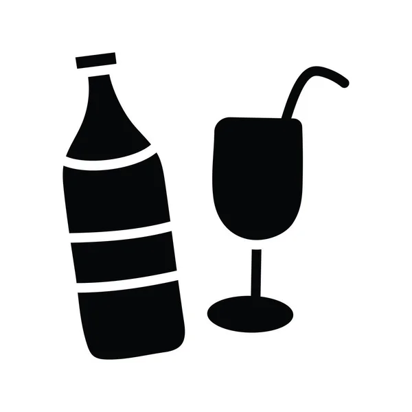 Vektor Vína Pevný Icon Design Ilustrace Food Drinks Symbol Bílém — Stockový vektor