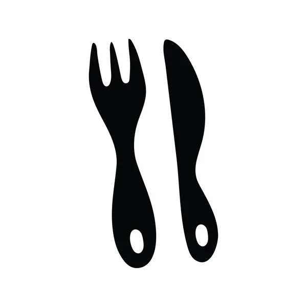 Illustration Conception Icône Solide Vectorielle Fourche Couteau Symbole Des Aliments — Image vectorielle