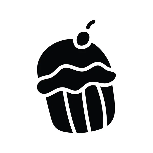 Cupcake Διάνυσμα Στερεά Εικόνα Σχεδιασμός Εικονογράφηση Σύμβολο Τροφίμων Και Ποτών — Διανυσματικό Αρχείο
