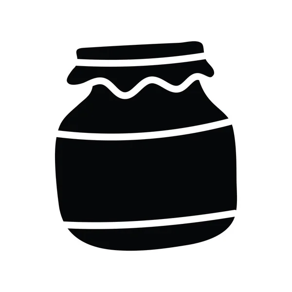 Jar Vector Sólido Icono Diseño Ilustración Comida Bebidas Símbolo Sobre — Vector de stock