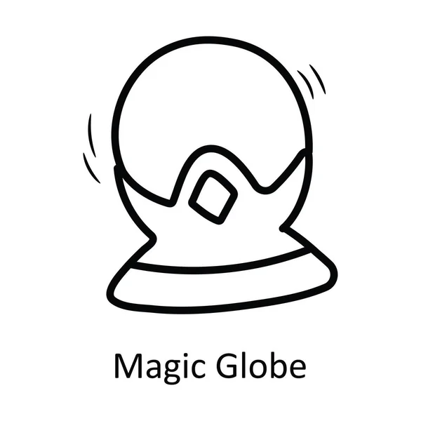 Magic Globe Vector Περίγραμμα Εικονίδιο Σχεδιασμός Εικονογράφηση Μεσαιωνικό Σύμβολο Λευκό — Διανυσματικό Αρχείο