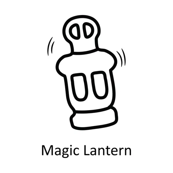 Magic Lantern Vector Outline Icon Design Illustration Medieval Symbol White — Stock Vector