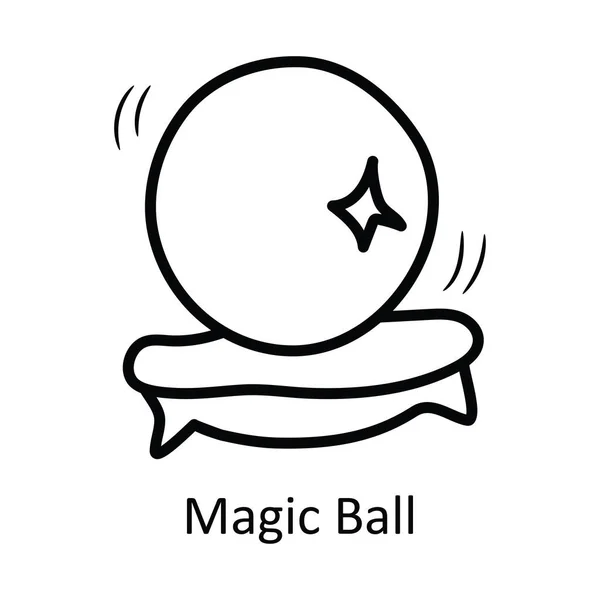 Magic Ball Vector Outline Icono Ilustración Diseño Símbolo Medieval Sobre — Vector de stock