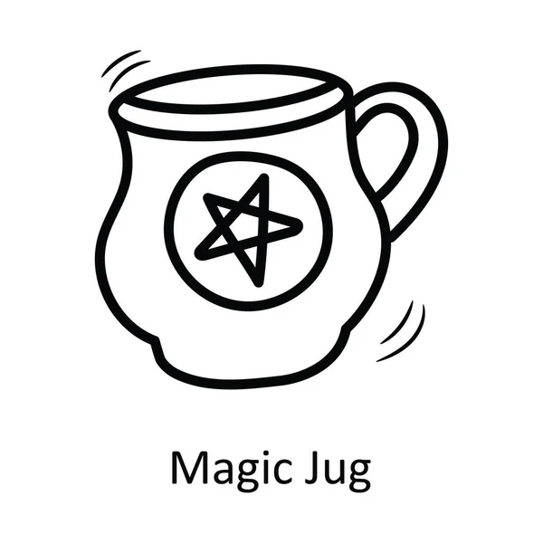 Magic Jug Vector Outline Icono Ilustración Diseño Símbolo Medieval Sobre — Vector de stock