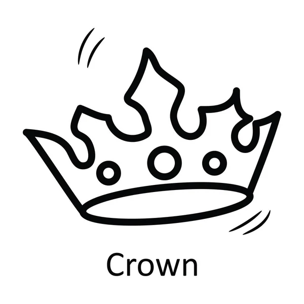 Crown Vector Outline Icon Design Ilustração Símbolo Medieval Fundo Branco — Vetor de Stock