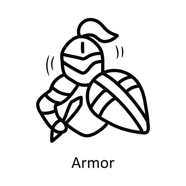 Armor Vector Outline Icono Ilustración Diseño Símbolo Medieval Sobre Fondo — Vector de stock