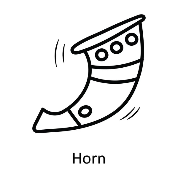 Cuerno Vector Esquema Icono Ilustración Diseño Símbolo Medieval Sobre Fondo — Vector de stock