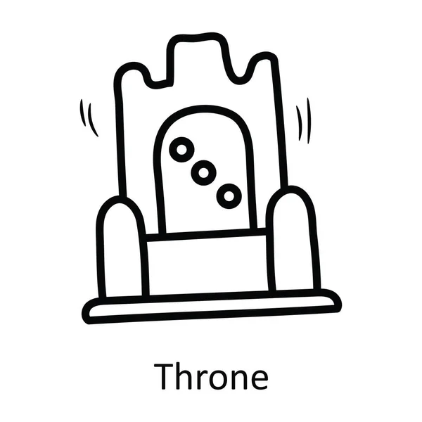 Throne Vector Outline Icon Design Illustration Medieval Symbol White Background — Stock Vector