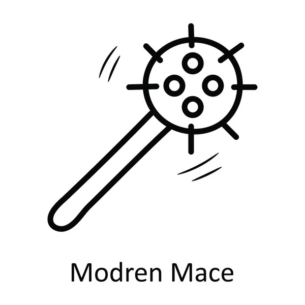 Σύγχρονη Mace Vector Περίγραμμα Εικονίδιο Σχεδιασμός Εικονογράφηση Μεσαιωνικό Σύμβολο Λευκό — Διανυσματικό Αρχείο