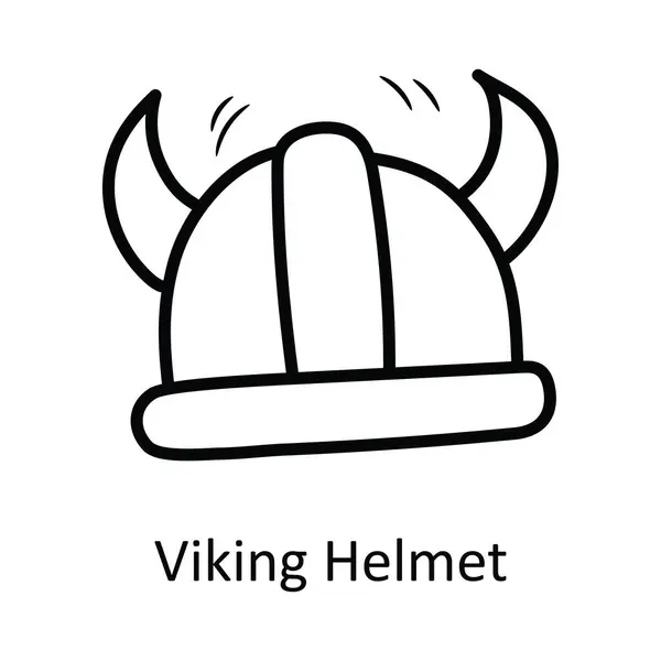 Viking Hjälm Vektor Skissera Ikonen Design Illustration Medeltida Symbol Vit — Stock vektor