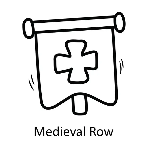 Ilustración Diseño Iconos Esquema Vectorial Fila Medieval Símbolo Medieval Sobre — Vector de stock