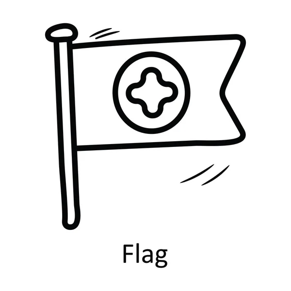 Σημαία Διάνυσμα Περίγραμμα Εικονίδιο Σχεδιασμός Εικονογράφηση Μεσαιωνικό Σύμβολο Λευκό Φόντο — Διανυσματικό Αρχείο